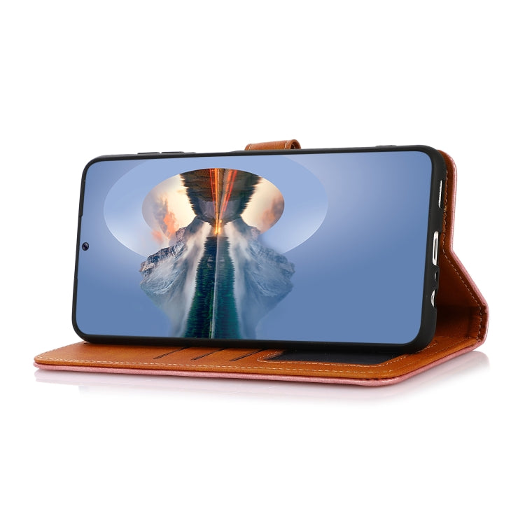 KHAZNEH Dual-color Cowhide Texture Flip Leather Phone Case, For Samsung Galaxy M53 5G