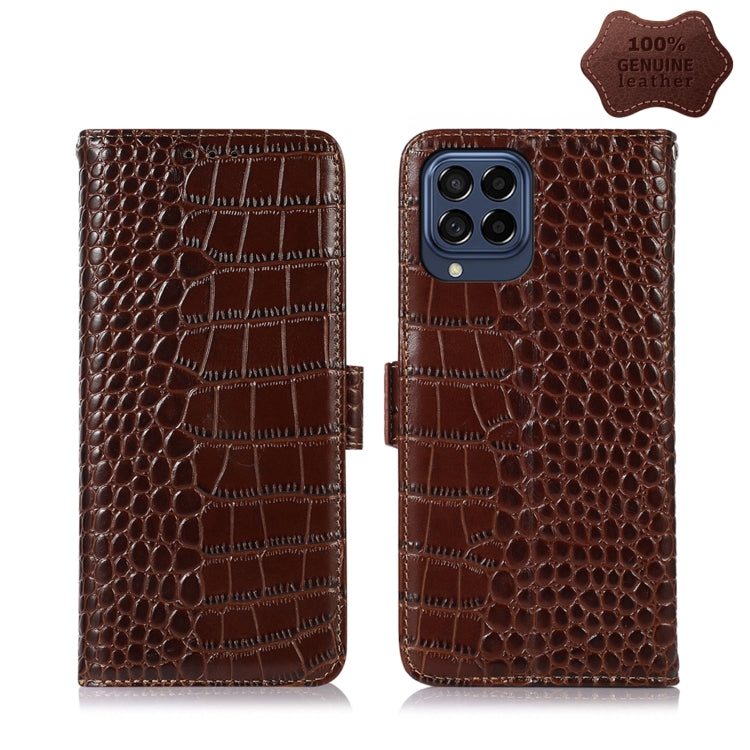 Crocodile Top Layer Cowhide Leather Phone Case, For Alcatel 1B 2022, For Samsung Galaxy M33 5G