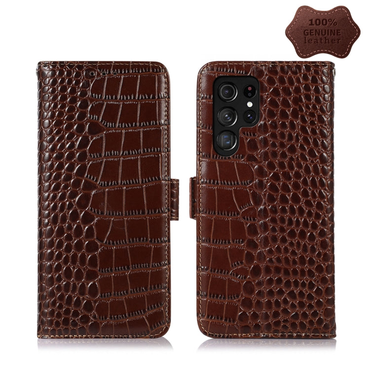 Crocodile Top Layer Cowhide Leather Phone Case, For Alcatel 1B 2022, For Samsung Galaxy M33 5G