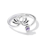 S925 Sterling Silver Simple Lotus Women Open Ring — Lotus