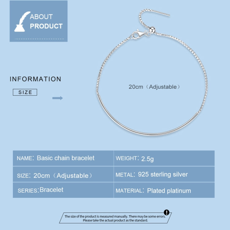 S925 Sterling Silver Basic Chain Bracelet Women Jewelry