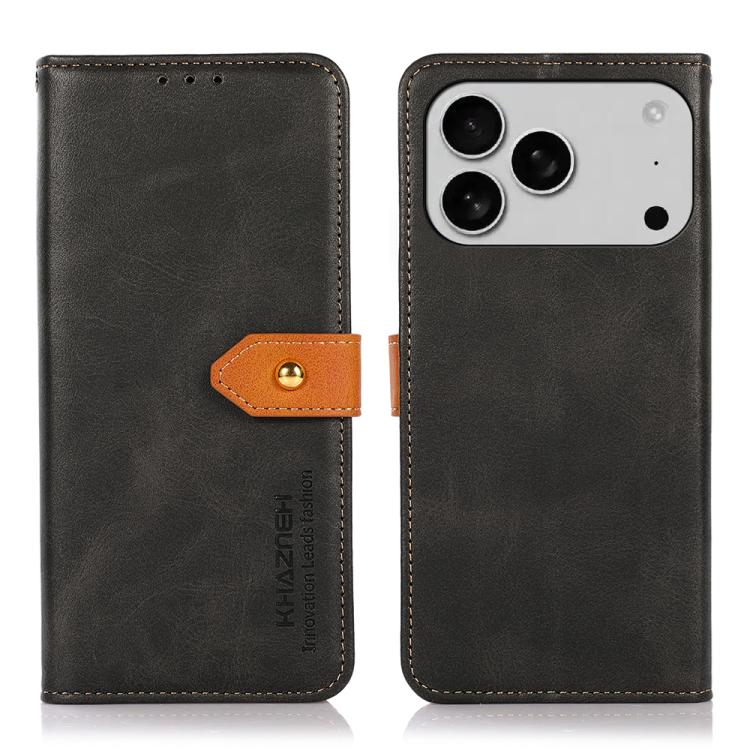 KHAZNEH Dual-color Cowhide Texture Flip Leather Phone Case