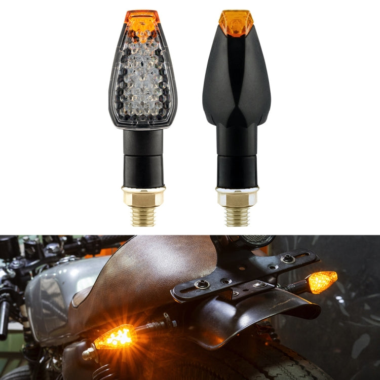 2 PCS KC025 Motorcycle 14LED Turn Signal Light — Black Shell + Yellow Lens
