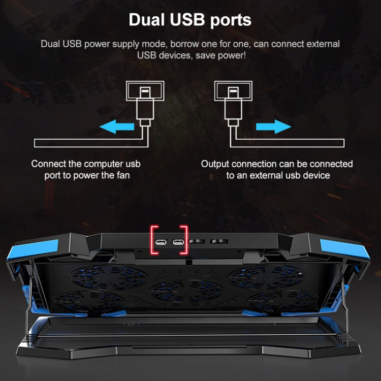 5 Fan 2 USB Lifting Folding Laptop Cooling Stand
