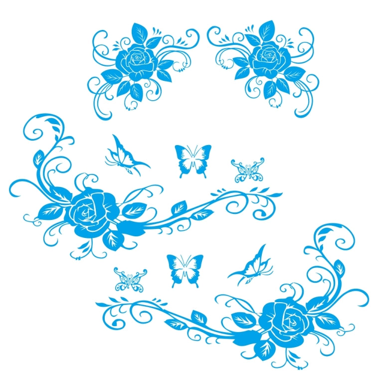 2 PCS/Set D-72 Butterfly Love Flower Pattern Car Modified Decorative Sticker — Red