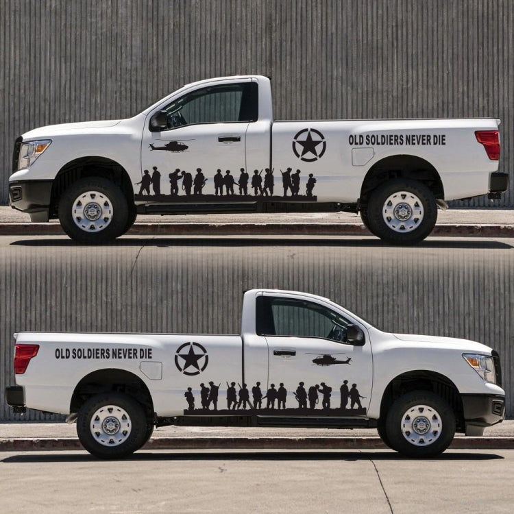 2 PCS/Set D-84 Old Soldiers Pattern Car Modified Decorative Sticker — Black