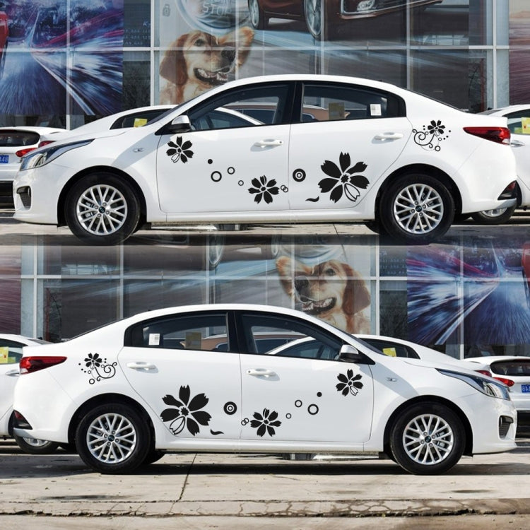 2 PCS/Set D-510 Flowers Pattern Car Modified Decorative Sticker — Black