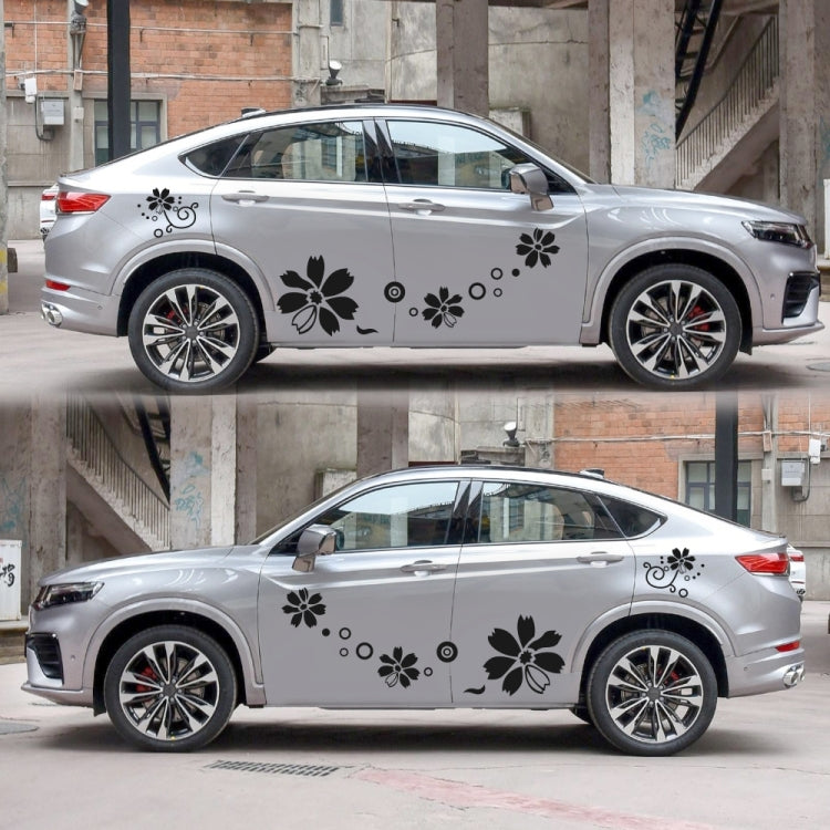 2 PCS/Set D-510 Flowers Pattern Car Modified Decorative Sticker — Yellow