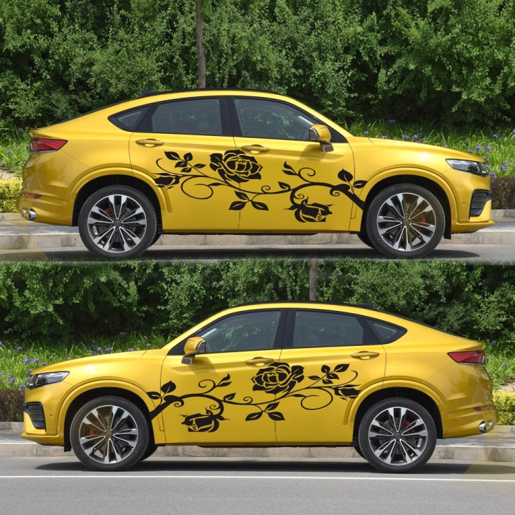 2 PCS/Set D-545 Rose Pattern Car Modified Decorative Sticker — Blue