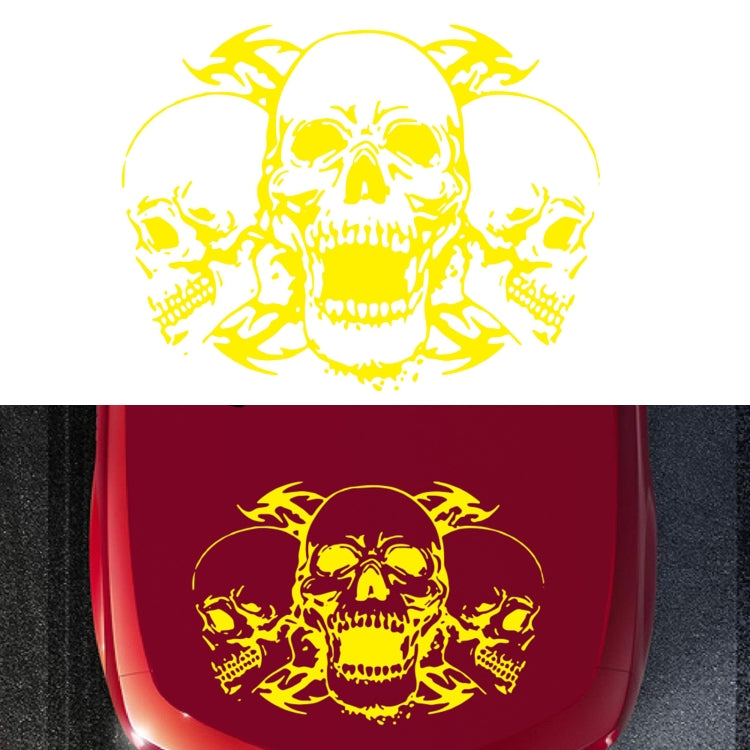 D-923 Three Skulls Pattern Car Modified Decorative Sticker — White