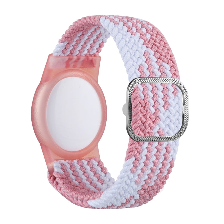 Tracking Locator Nylon Weave Wristband Anti-Lost TPU Case For AirTag 2nd Gen / AirTag 1st Gen — Pink White