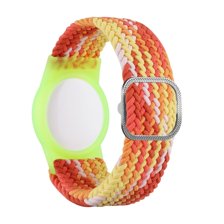 Tracking Locator Nylon Weave Wristband Anti-Lost TPU Case For AirTag 2nd Gen / AirTag 1st Gen — Colorful Orange