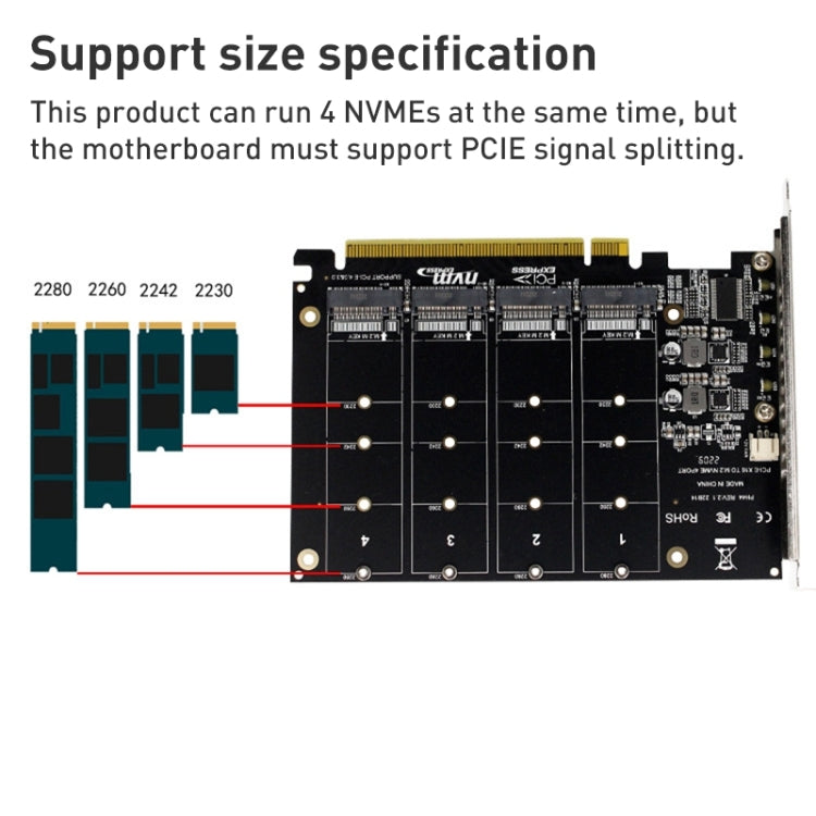PH44 NVME 4 Disk Array Card PCI-E Signal Split Array Card — view 3