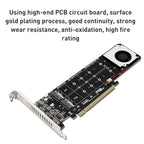 M-key NVMEx4 SSD RAID Converter Card, PCIe X16 to M.2