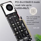 M-key NVMEx4 SSD RAID Converter Card, PCIe X16 to M.2