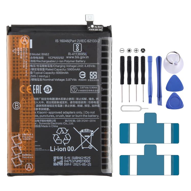 BN53 4820 mAh Li-Polymer Battery Replacement For Xiaomi Redmi Note 9 Pro 5G