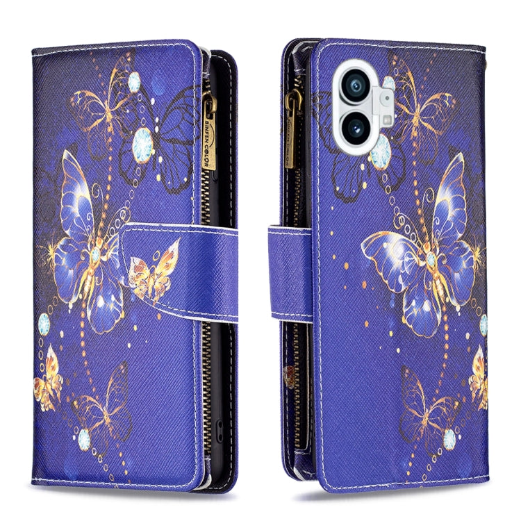 Colored Drawing Pattern Zipper Leather Phone Case — Big Butterfly
