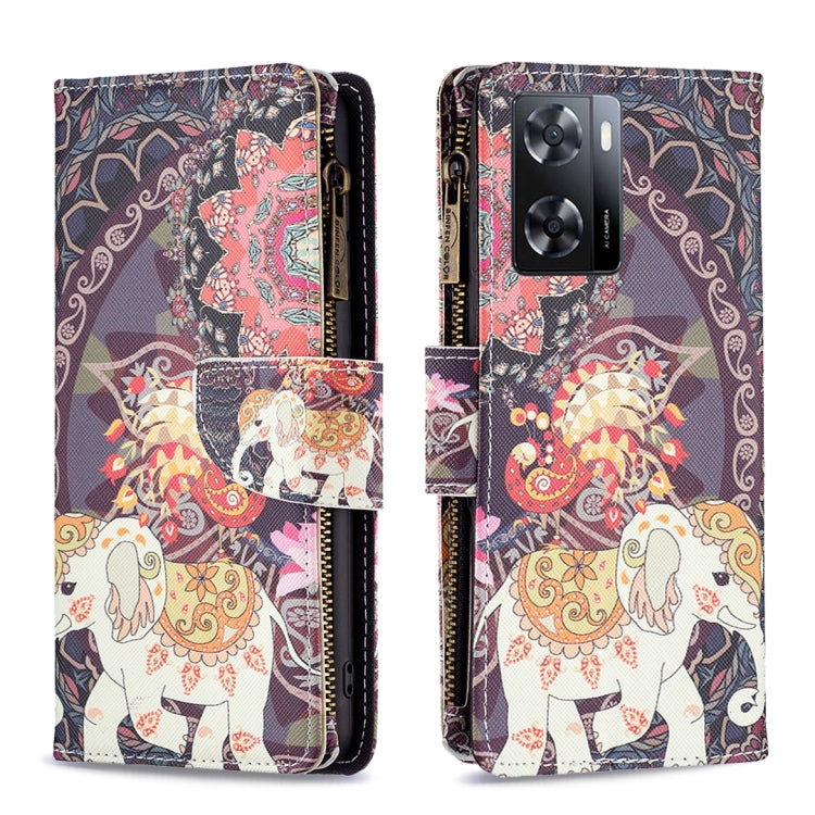 Colored Drawing Pattern Zipper Leather Phone Case — Gold Butterfly