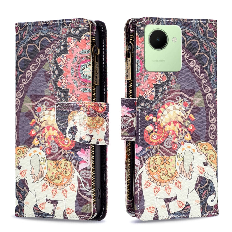 Colored Drawing Pattern Zipper Leather Phone Case — Two Butterflies