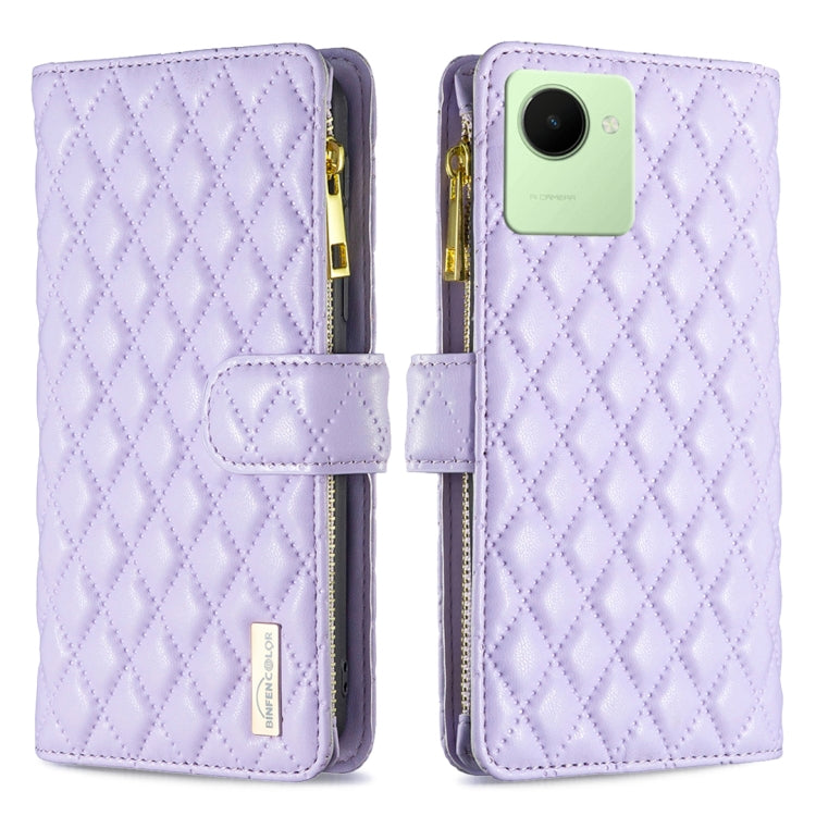 Diamond Lattice Zipper Wallet Leather Flip Phone Case