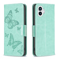 Two Butterflies Embossing Leather Phone Case