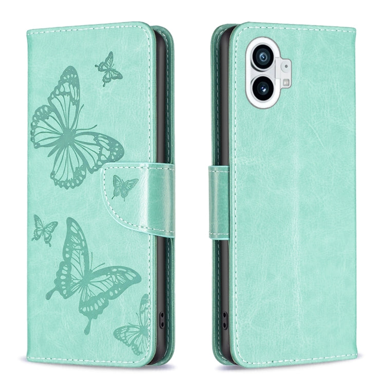 Two Butterflies Embossing Leather Phone Case