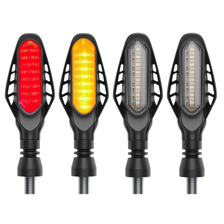 4 PCS Modified Motorcycle 16LEDs Brake Turn Tail Light, Transparent Shell — White Light + Yellow Light