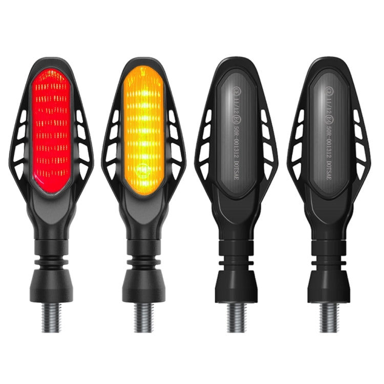 4 PCS Modified Motorcycle 16LEDs Brake Turn Tail Light, Smoked Shell — White Light + Yellow Light