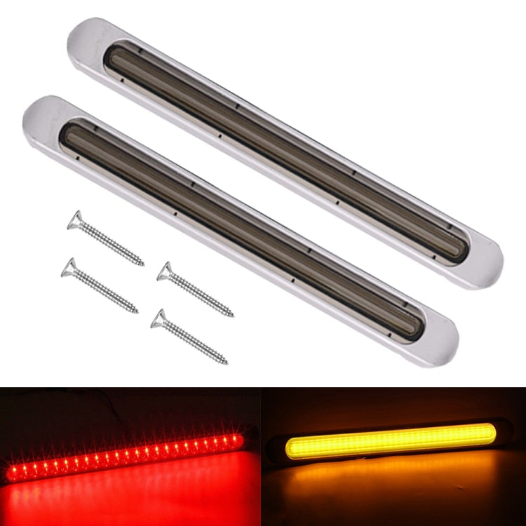 2 PCS 72LEDs Two-color Brake Turn Tail Light — Transparent Shell Red Light + Flowing Yellow Light