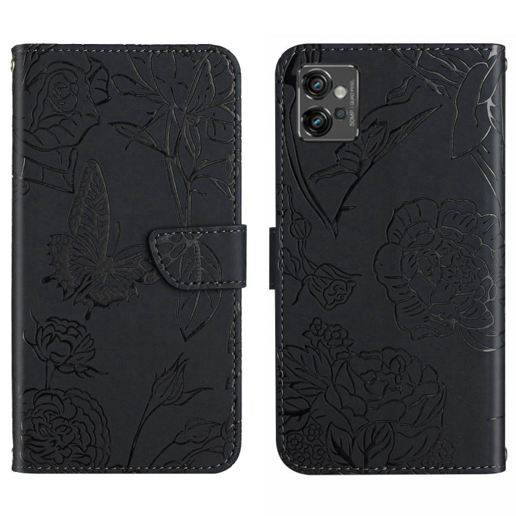 HT03 Skin Feel Butterfly Embossed Flip Leather Phone Case