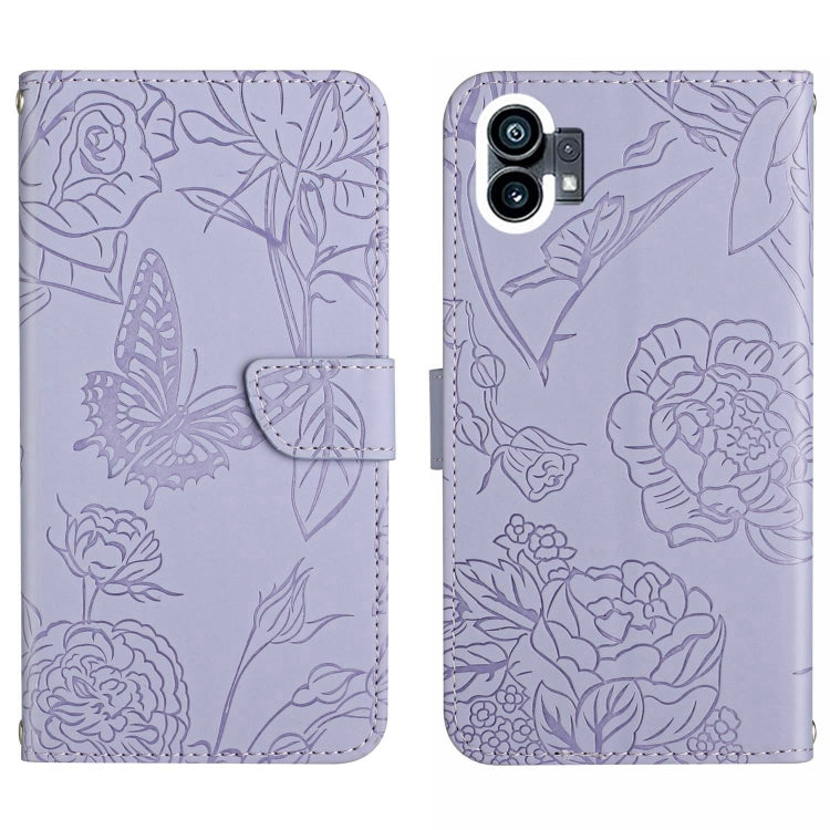 HT03 Skin Feel Butterfly Embossed Flip Leather Phone Case