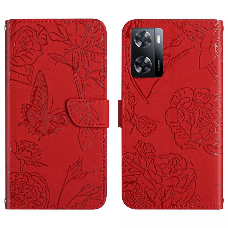 HT03 Skin Feel Butterfly Embossed Flip Leather Phone Case