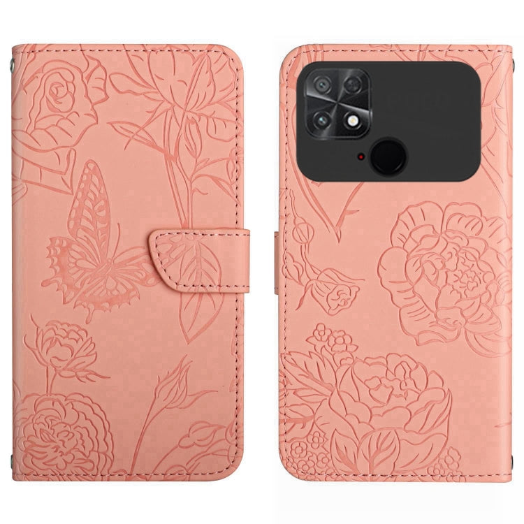 HT03 Skin Feel Butterfly Embossed Flip Leather Phone Case