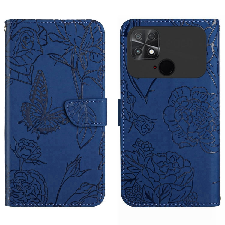 HT03 Skin Feel Butterfly Embossed Flip Leather Phone Case