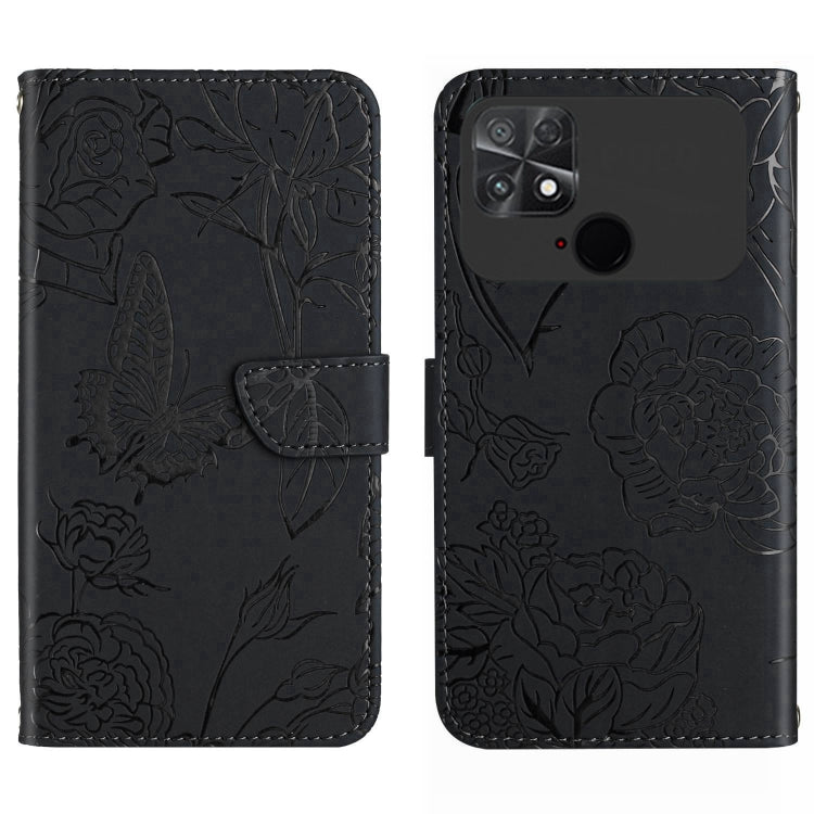 HT03 Skin Feel Butterfly Embossed Flip Leather Phone Case