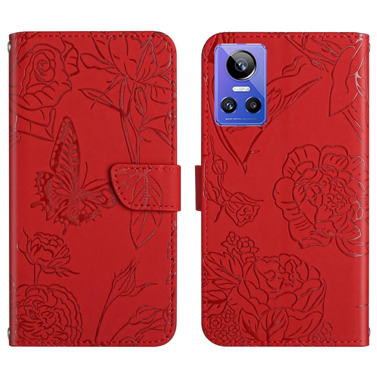 HT03 Skin Feel Butterfly Embossed Flip Leather Phone Case