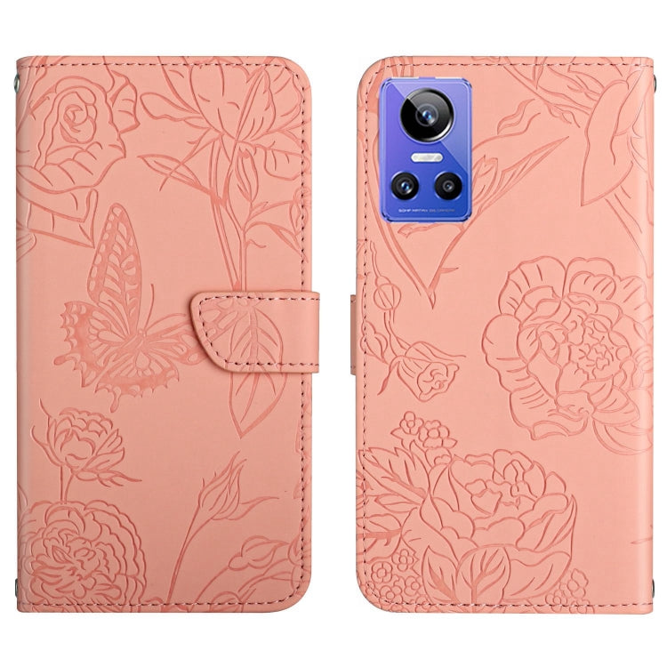 HT03 Skin Feel Butterfly Embossed Flip Leather Phone Case