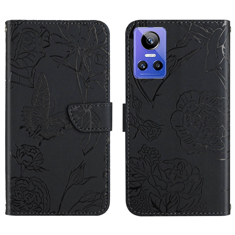 HT03 Skin Feel Butterfly Embossed Flip Leather Phone Case