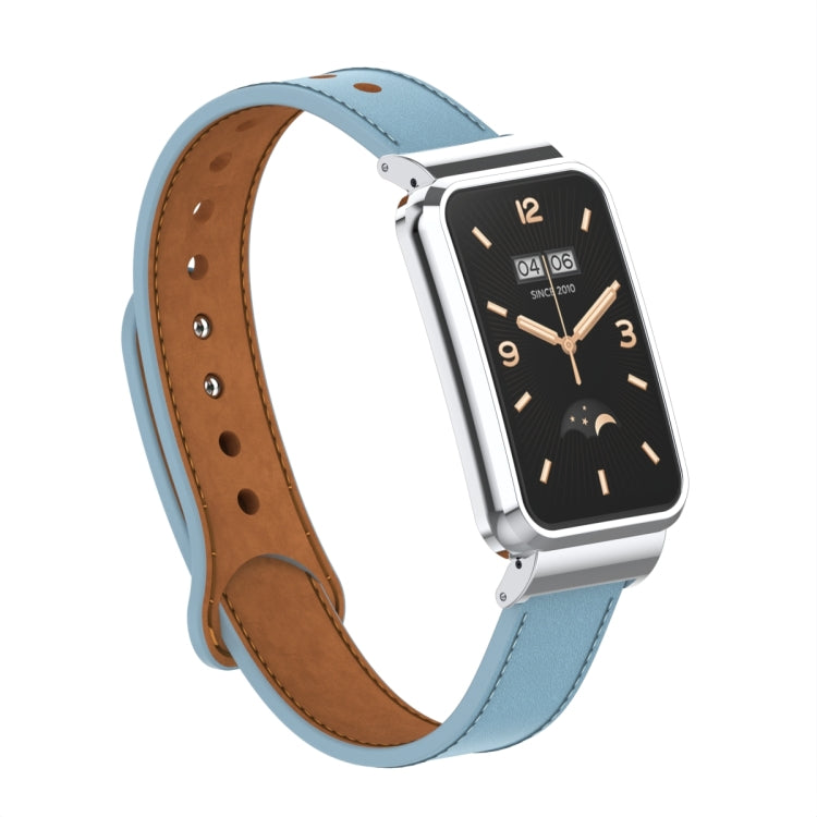 Double Stud Leather Metal Frame Watch Band