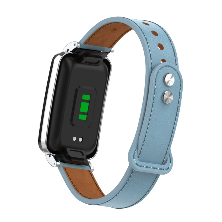 Double Stud Leather Metal Frame Watch Band
