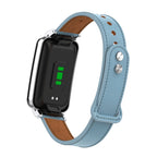 Double Stud Leather Metal Frame Watch Band
