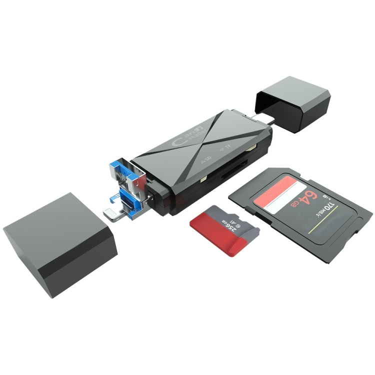 ADS-218 8 Pin+USB+Type-C Multi-function Card Reader — White