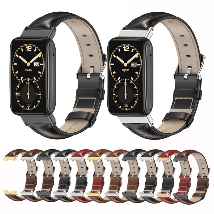 Mijobs Genuine Leather Top Layer Cowhide Watch Band