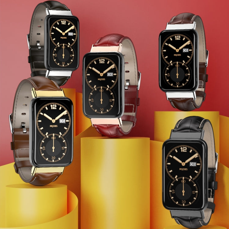 Mijobs Genuine Leather Top Layer Cowhide Watch Band