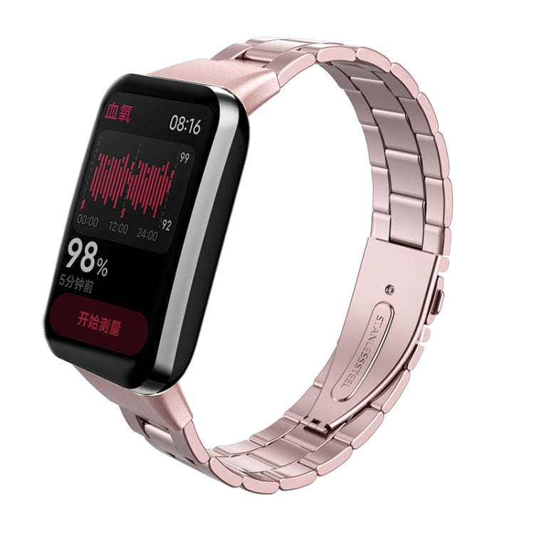 Three-bead Flat Buckle Stainless Steel Watch Band