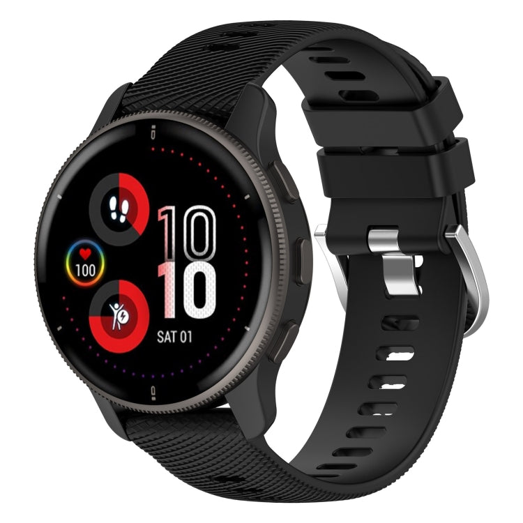 20mm Cross Textured Silicone Watch Band — Black