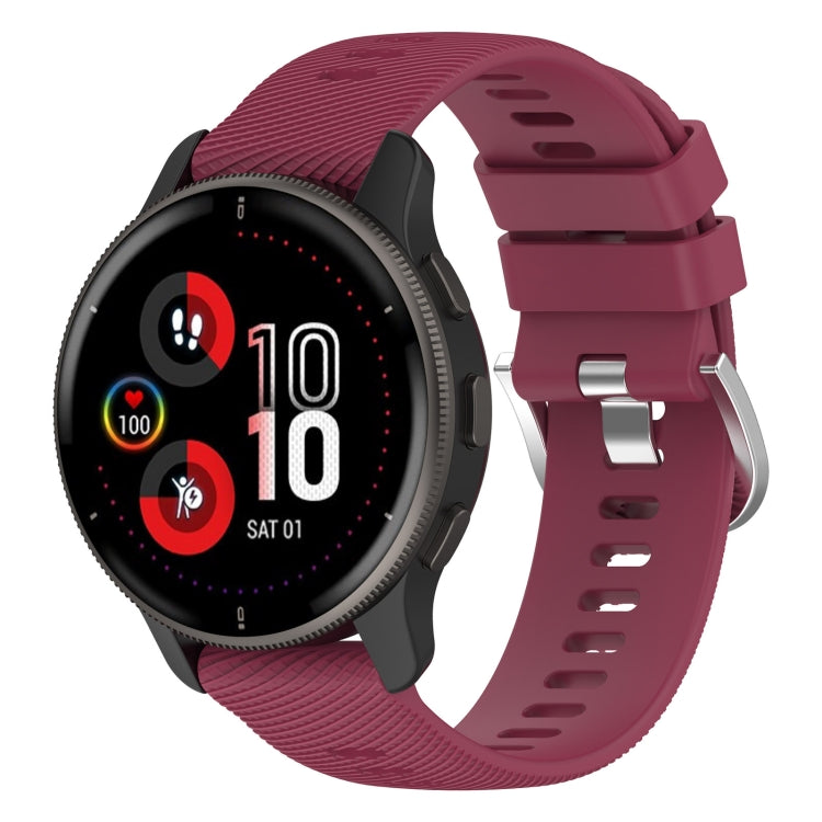 20mm Cross Textured Silicone Watch Band — Wine Red