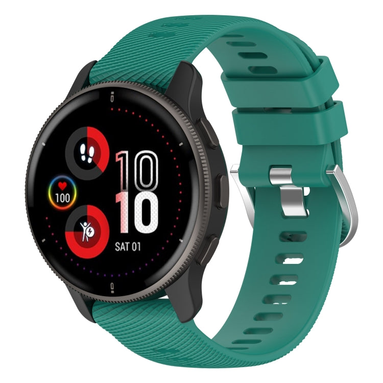 20mm Cross Textured Silicone Watch Band — Pine Green