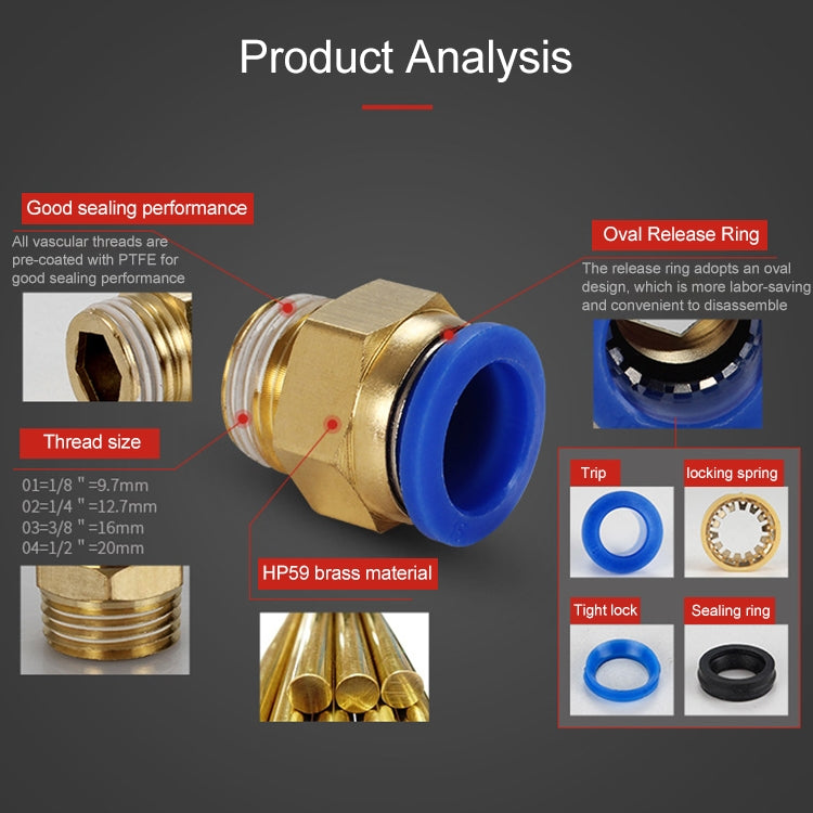 PC6-04 LAIZE 2pcs PC Male Thread Straight Pneumatic Quick Fitting Connector — PC6-03 (10pcs)