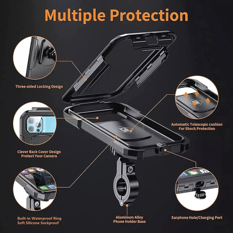 Motorcycle / Bicycle Handlebar Wireless Charging Waterproof Box Mobile Phone Holder